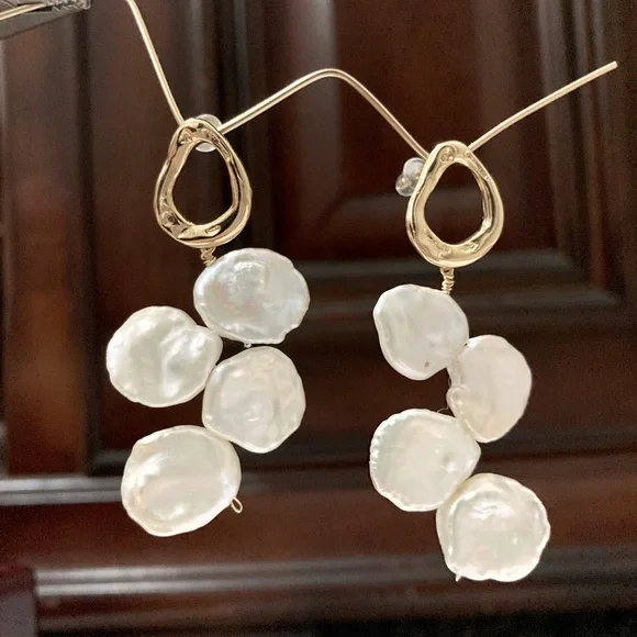 Handmade earrings / Pearl earrings / Baroque pearls; Keshi pearls - Picture 2 of 3